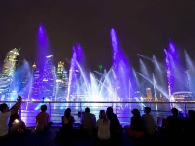 Spectra Laser og Vandshow ved Marina Bay